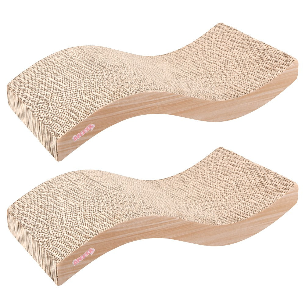 Furli 17.5" Modern Wave Shaped Reversible Cardboard Lounge Cat Scratcher with Catnip