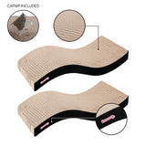 Furli 17.5" Modern Wave Shaped Reversible Cardboard Lounge Cat Scratcher with Catnip