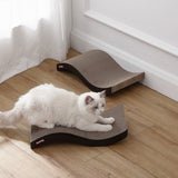 Furli 17.5" Modern Wave Shaped Reversible Cardboard Lounge Cat Scratcher with Catnip