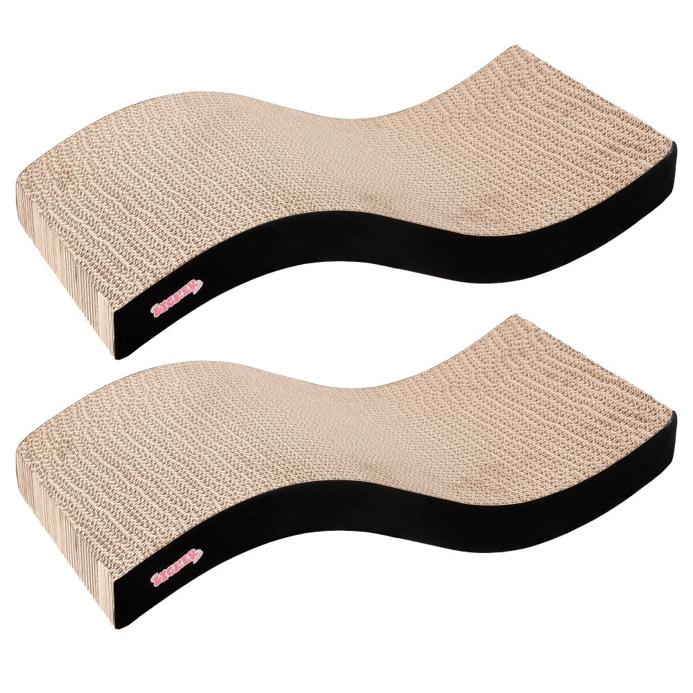 Furli 17.5" Modern Wave Shaped Reversible Cardboard Lounge Cat Scratcher with Catnip