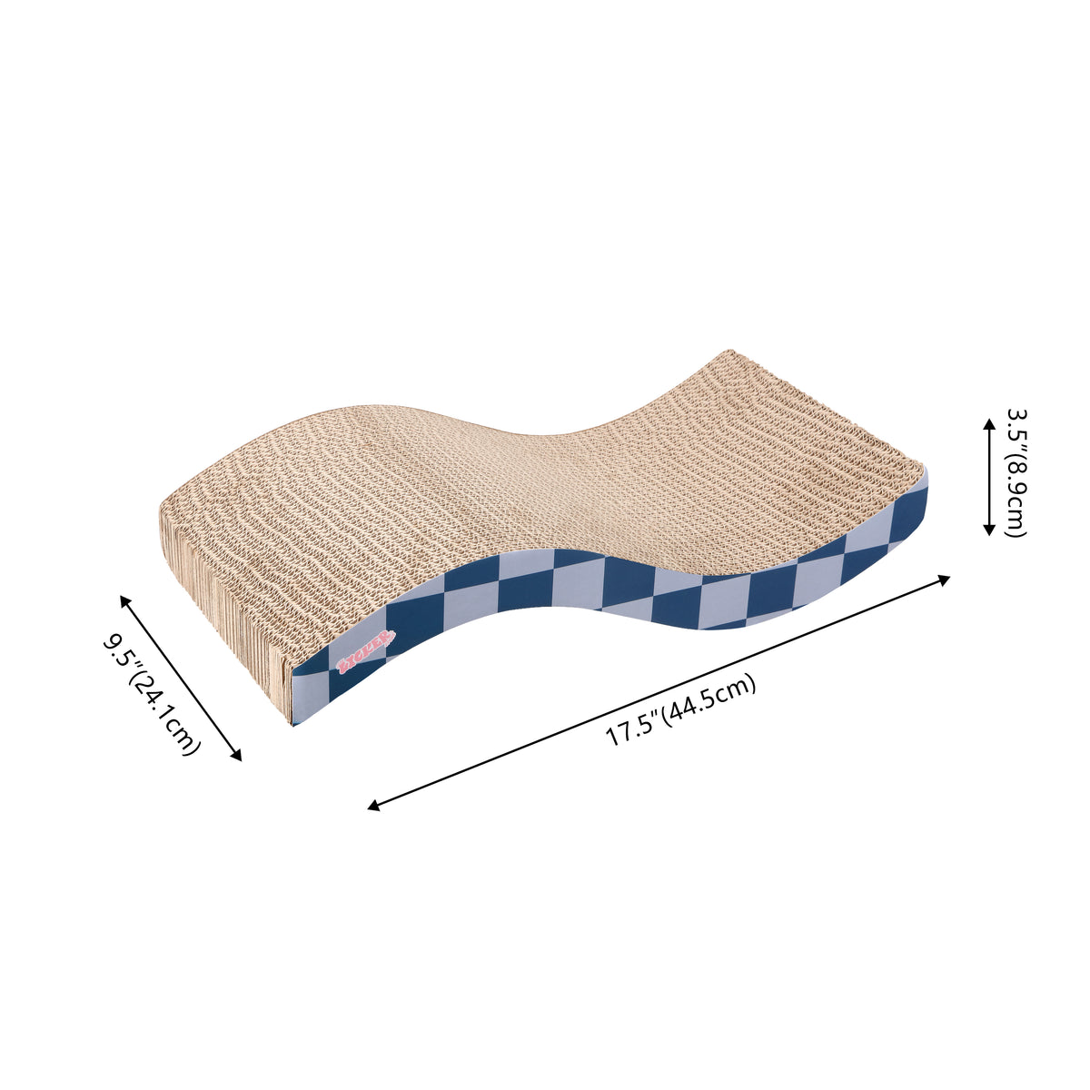 Furli 17.5" Modern Wave Shaped Reversible Cardboard Lounge Cat Scratcher with Catnip