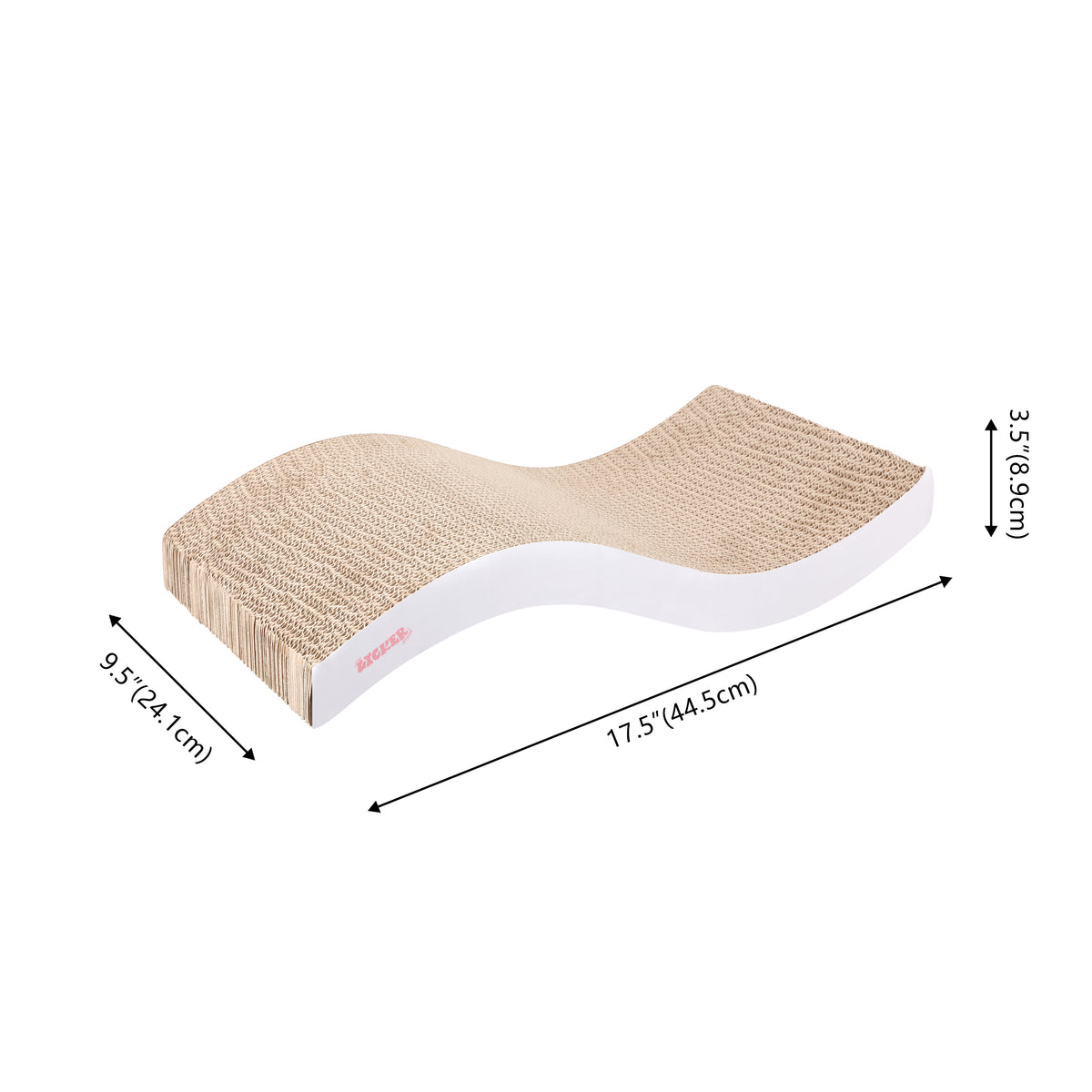 Furli 17.5" Modern Wave Shaped Reversible Cardboard Lounge Cat Scratcher with Catnip