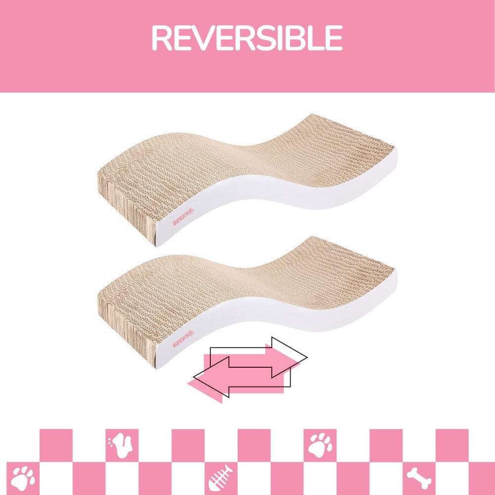 Furli 17.5" Modern Wave Shaped Reversible Cardboard Lounge Cat Scratcher with Catnip