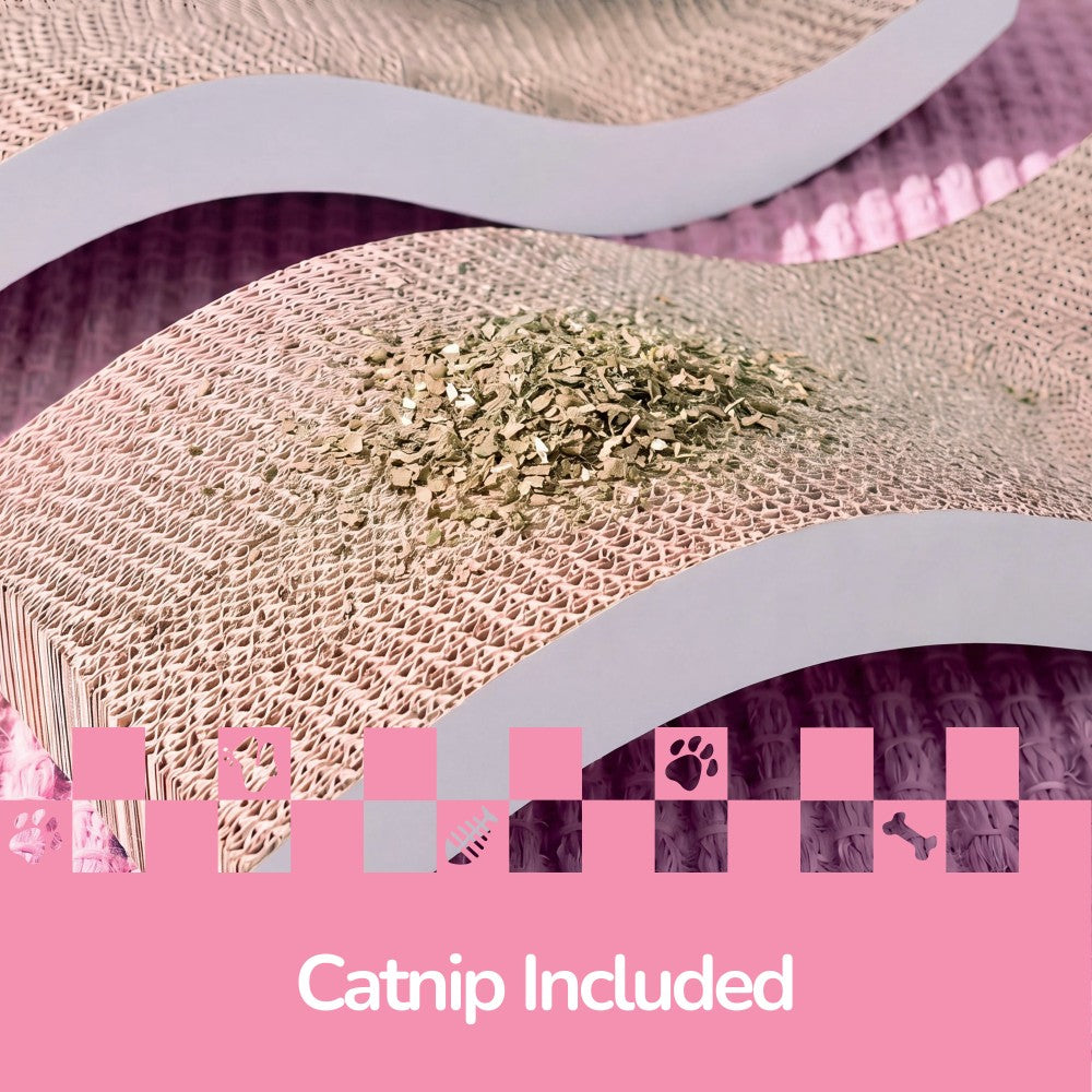 Furli 17.5" Modern Wave Shaped Reversible Cardboard Lounge Cat Scratcher with Catnip
