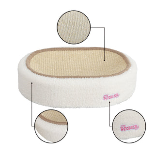 Jude 16 in. Modern Oval Sisal Cat Scratcher Lounge Bed with Soft Bouclé Raised Edge - Cream