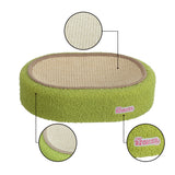 Jude 16 in. Modern Oval Sisal Cat Scratcher Lounge Bed with Soft Bouclé Raised Edge - Green