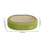 Jude 16 in. Modern Oval Sisal Cat Scratcher Lounge Bed with Soft Bouclé Raised Edge - Green