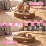 Jude 16 in. Modern Oval Sisal Cat Scratcher Lounge Bed with Soft Bouclé Raised Edge - Coffee