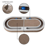 Furrio 26” Foldable Double Sided Interactive Cardboard Cat Scratcher Lounge Pad with Ball and Catnip