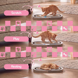 Furrio 26” Foldable Double Sided Interactive Cardboard Cat Scratcher Lounge Pad with Ball and Catnip