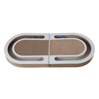 Furrio 26” Foldable Double Sided Interactive Cardboard Cat Scratcher Lounge Pad with Ball and Catnip