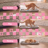Furrio 26” Foldable Double Sided Interactive Cardboard Cat Scratcher Lounge Pad with Ball and Catnip