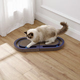 Furrio 26” Foldable Double Sided Interactive Cardboard Cat Scratcher Lounge Pad with Ball and Catnip