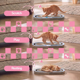Furrio 26” Foldable Double Sided Interactive Cardboard Cat Scratcher Lounge Pad with Ball and Catnip