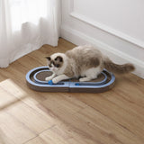Furrio 26” Foldable Double Sided Interactive Cardboard Cat Scratcher Lounge Pad with Ball and Catnip