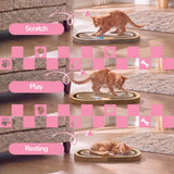 Furrio 26” Foldable Double Sided Interactive Cardboard Cat Scratcher Lounge Pad with Ball and Catnip