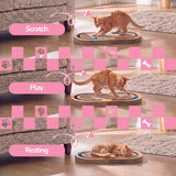 Furrio 26” Foldable Double Sided Interactive Cardboard Cat Scratcher Lounge Pad with Ball and Catnip