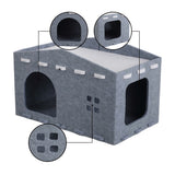 Graham 20.5 in. Modern Minimalist Felt Cat House with Rooftop Lounge Bed - Gray