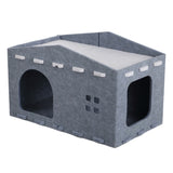 Graham 20.5 in. Modern Minimalist Felt Cat House with Rooftop Lounge Bed - Gray