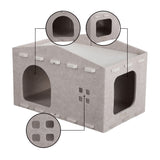 Graham 20.5 in. Modern Minimalist Felt Cat House with Rooftop Lounge Bed - Khaki