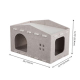 Graham 20.5 in. Modern Minimalist Felt Cat House with Rooftop Lounge Bed - Khaki