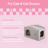 Graham 20.5 in. Modern Minimalist Felt Cat House with Rooftop Lounge Bed - Khaki