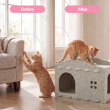 Graham 20.5 in. Modern Minimalist Felt Cat House with Rooftop Lounge Bed - Khaki