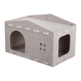 Graham 20.5 in. Modern Minimalist Felt Cat House with Rooftop Lounge Bed - Khaki