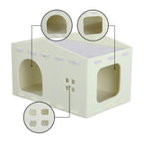 Graham 20.5 in. Modern Minimalist Felt Cat House with Rooftop Lounge Bed - Buttercream