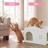 Graham 20.5 in. Modern Minimalist Felt Cat House with Rooftop Lounge Bed - Buttercream