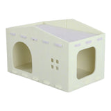 Graham 20.5 in. Modern Minimalist Felt Cat House with Rooftop Lounge Bed - Buttercream