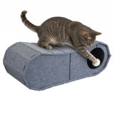 Miles 28 in. Modern Felt Cat Bed Cave Tunnel Scratcher and Lounge Bed with Hanging Ball Toy - Gray
