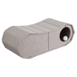 Miles 28 in. Modern Felt Cat Bed Cave Tunnel Scratcher and Lounge Bed with Hanging Ball Toy