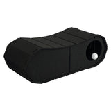 Miles 28 in. Modern Felt Cat Bed Cave Tunnel Scratcher and Lounge Bed with Hanging Ball Toy - Black