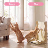 Toby 22 in. Modern L-Shaped Felt Cat Scratcher with Hanging Ball Toy - Buttercream
