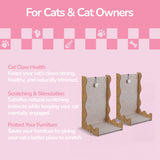 Toby 22 in. Modern L-Shaped Felt Cat Scratcher with Hanging Ball Toy - Khaki