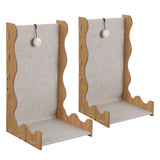 Toby 22 in. Modern L-Shaped Felt Cat Scratcher with Hanging Ball Toy - Khaki