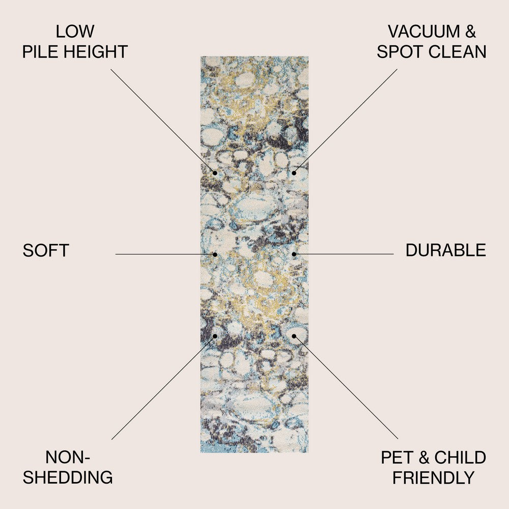 Cygnus Pebble Marbled Abstract Area Rug