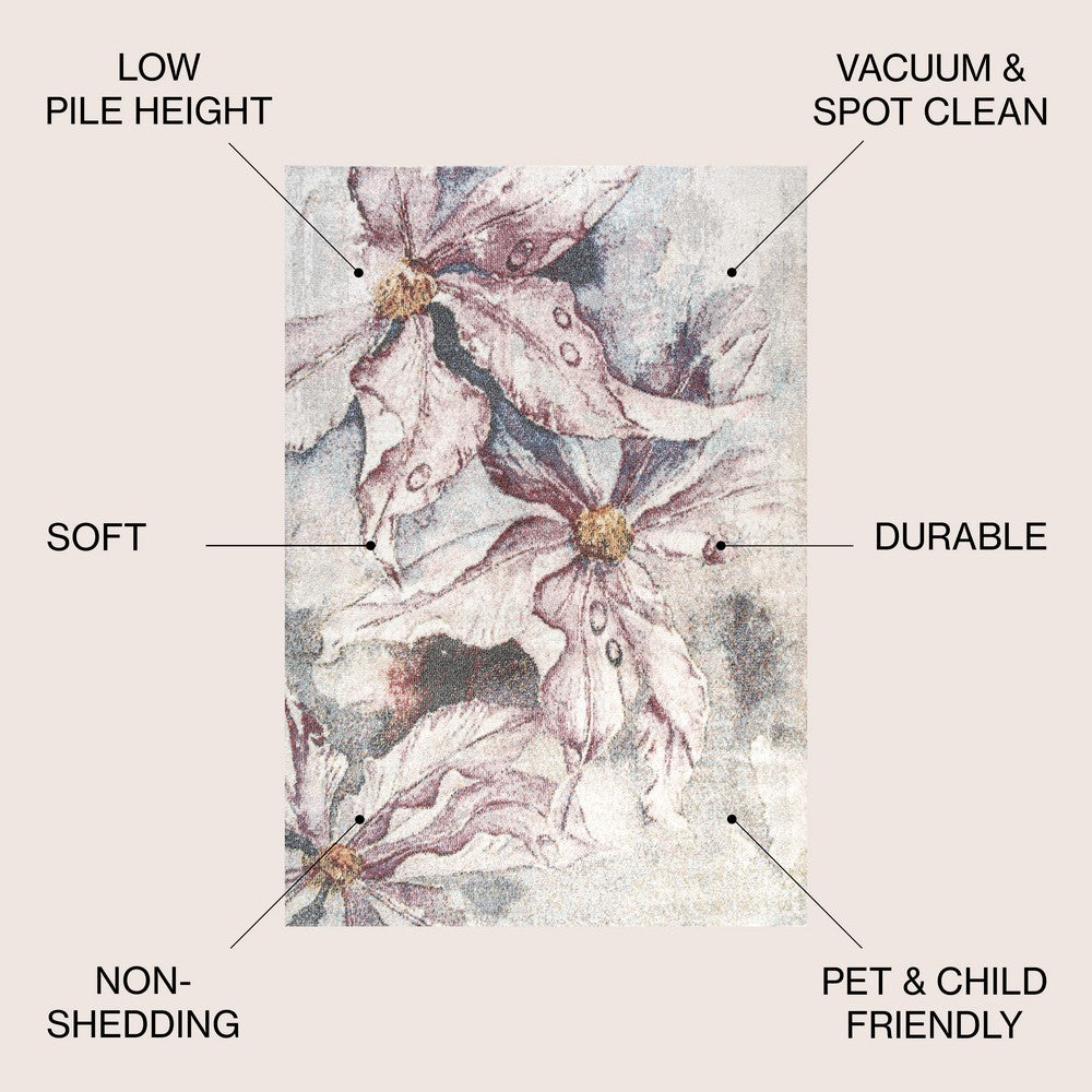 Trello Modern Abstract Muted Flowers Area Rug