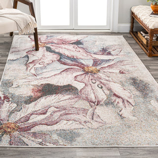 Trello Modern Abstract Muted Flowers Area Rug