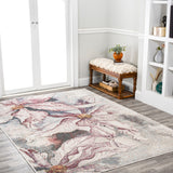 Trello Modern Abstract Muted Flowers Area Rug
