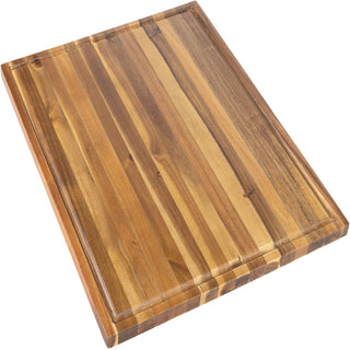 Nuvora Handcrafted Acacia Wood Grain Thick Reversible Cutting Board with Juice Grooves