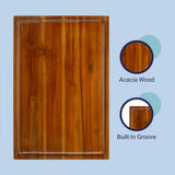Nuvora Handcrafted Acacia Wood Grain Thick Reversible Cutting Board with Juice Grooves