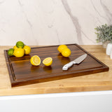 Nuvora Handcrafted Acacia Wood Grain Thick Reversible Cutting Board with Juice Grooves