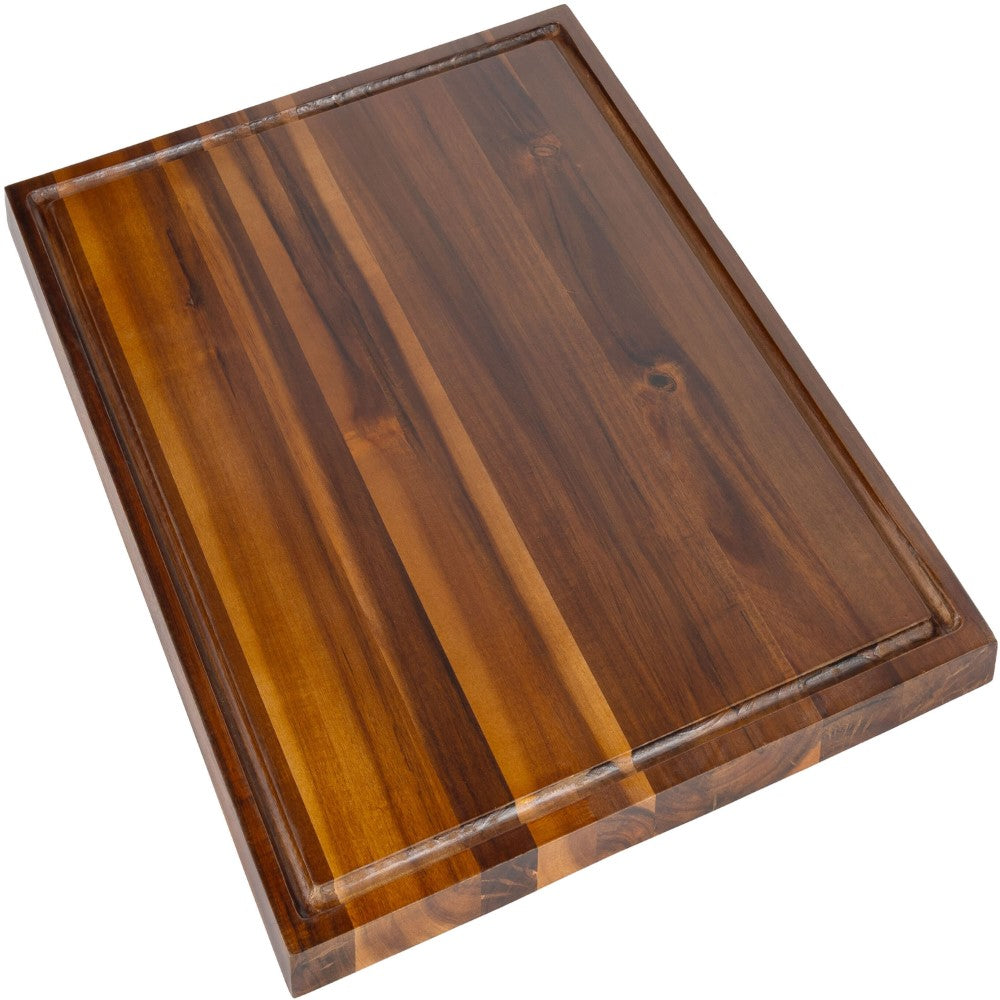 Nuvora Handcrafted Acacia Wood Grain Thick Reversible Cutting Board with Juice Grooves