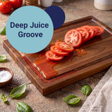 Nuvora Handcrafted Acacia Wood Grain Thick Reversible Cutting Board with Juice Grooves