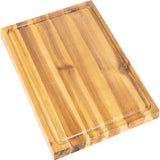 Nuvora Handcrafted Acacia Wood Grain Thick Reversible Cutting Board with Juice Grooves