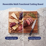 Nuvora Handcrafted Acacia Wood Grain Thick Reversible Cutting Board with Juice Grooves