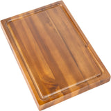 Nuvora Handcrafted Acacia Wood Grain Thick Reversible Cutting Board with Juice Grooves