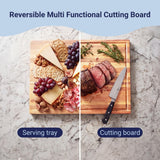Nuvora Handcrafted Acacia Wood Grain Thick Reversible Cutting Board with Juice Grooves